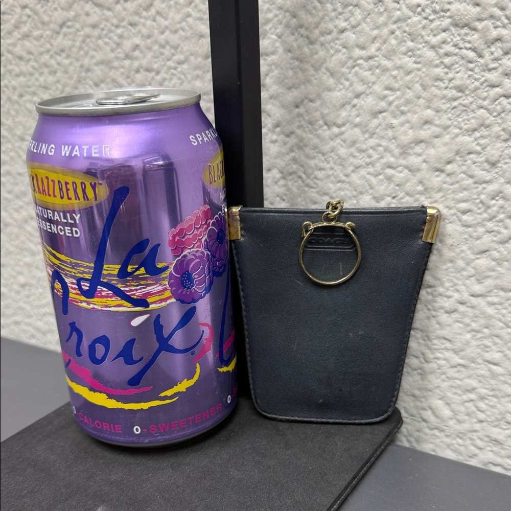 Coach Vintage Navy Leather Squeeze Pouch with Gold Accents - Picture 10 of 10